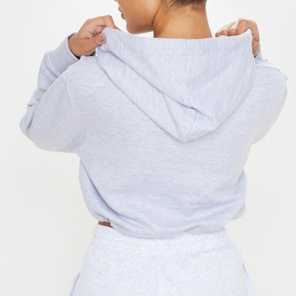 Pretty Little Thing Grey Cropped Hoodie